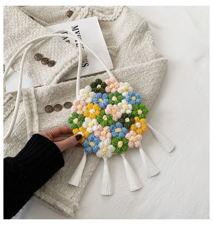 Floral Small Round Bag, Stylish And Versatile, Can Be Worn On One Shoulder Or Cross-body