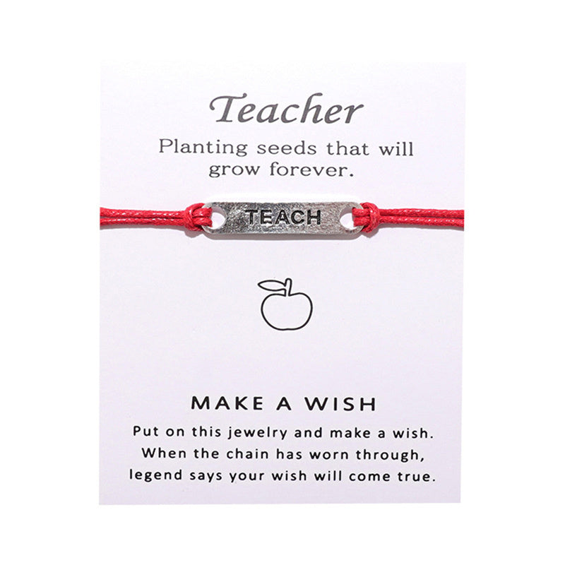 Teach Bracelet Wish Card Handchain As Best Gift For Teachers Alloy Wish Bracelets Jewelry Blessing Bracelet Lucky Rope