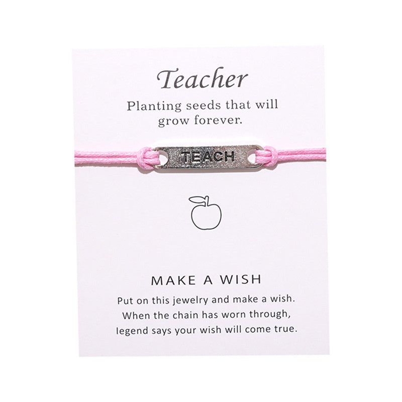 Teach Bracelet Wish Card Handchain As Best Gift For Teachers Alloy Wish Bracelets Jewelry Blessing Bracelet Lucky Rope