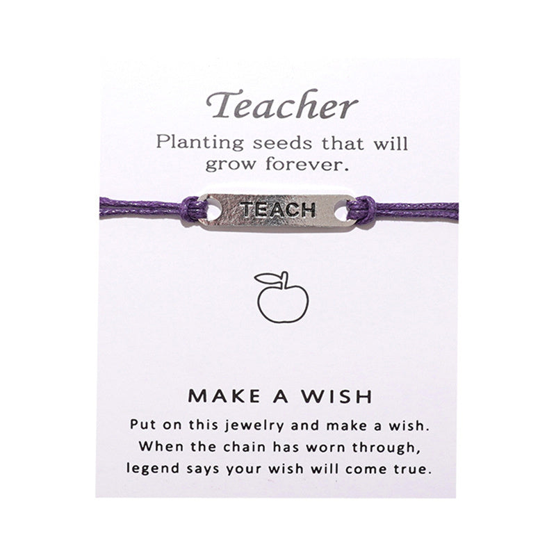 Teach Bracelet Wish Card Handchain As Best Gift For Teachers Alloy Wish Bracelets Jewelry Blessing Bracelet Lucky Rope