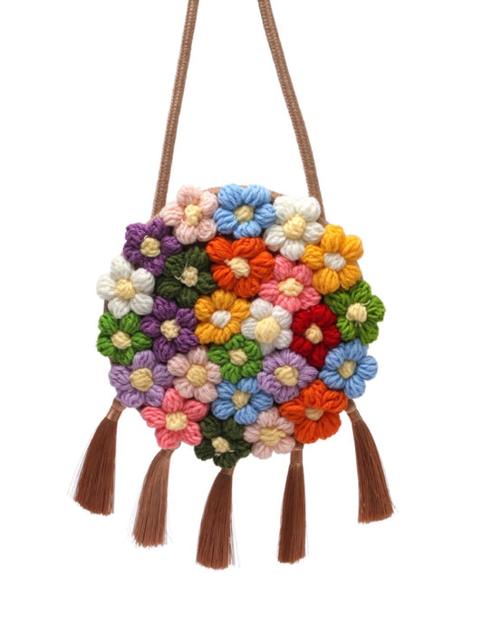 Floral Small Round Bag, Stylish And Versatile, Can Be Worn On One Shoulder Or Cross-body