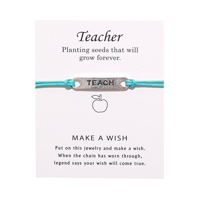 Teach Bracelet Wish Card Handchain As Best Gift For Teachers Alloy Wish Bracelets Jewelry Blessing Bracelet Lucky Rope