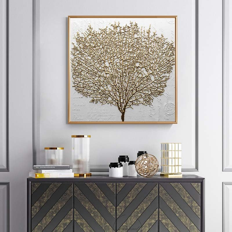Golden Big Tree Abstract Art Modern Minimalist Style Poster