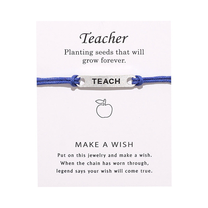 Teach Bracelet Wish Card Handchain As Best Gift For Teachers Alloy Wish Bracelets Jewelry Blessing Bracelet Lucky Rope