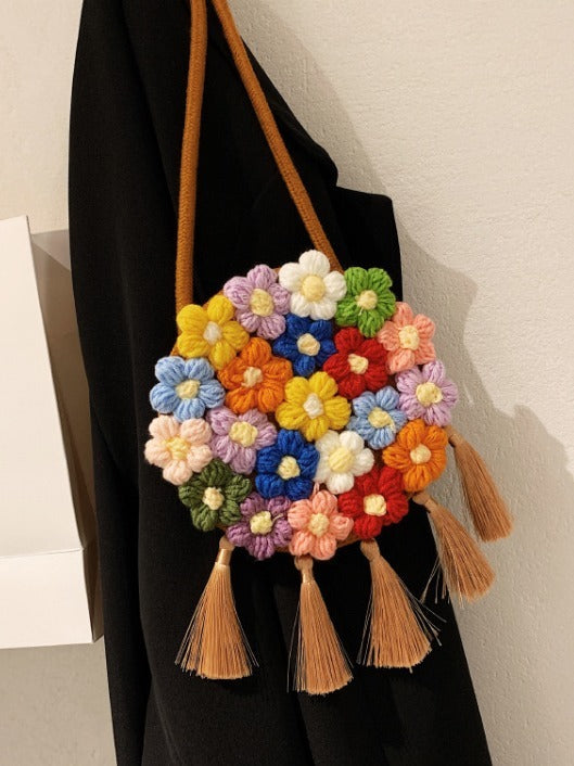Floral Small Round Bag, Stylish And Versatile, Can Be Worn On One Shoulder Or Cross-body