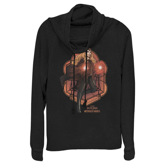 Junior's Marvel Wanda Mandala Cowl Neck