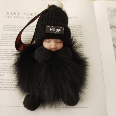 Fox Fur Pendant Sleeping Baby Backpack Pendant Jewelry Key Bag Pendant