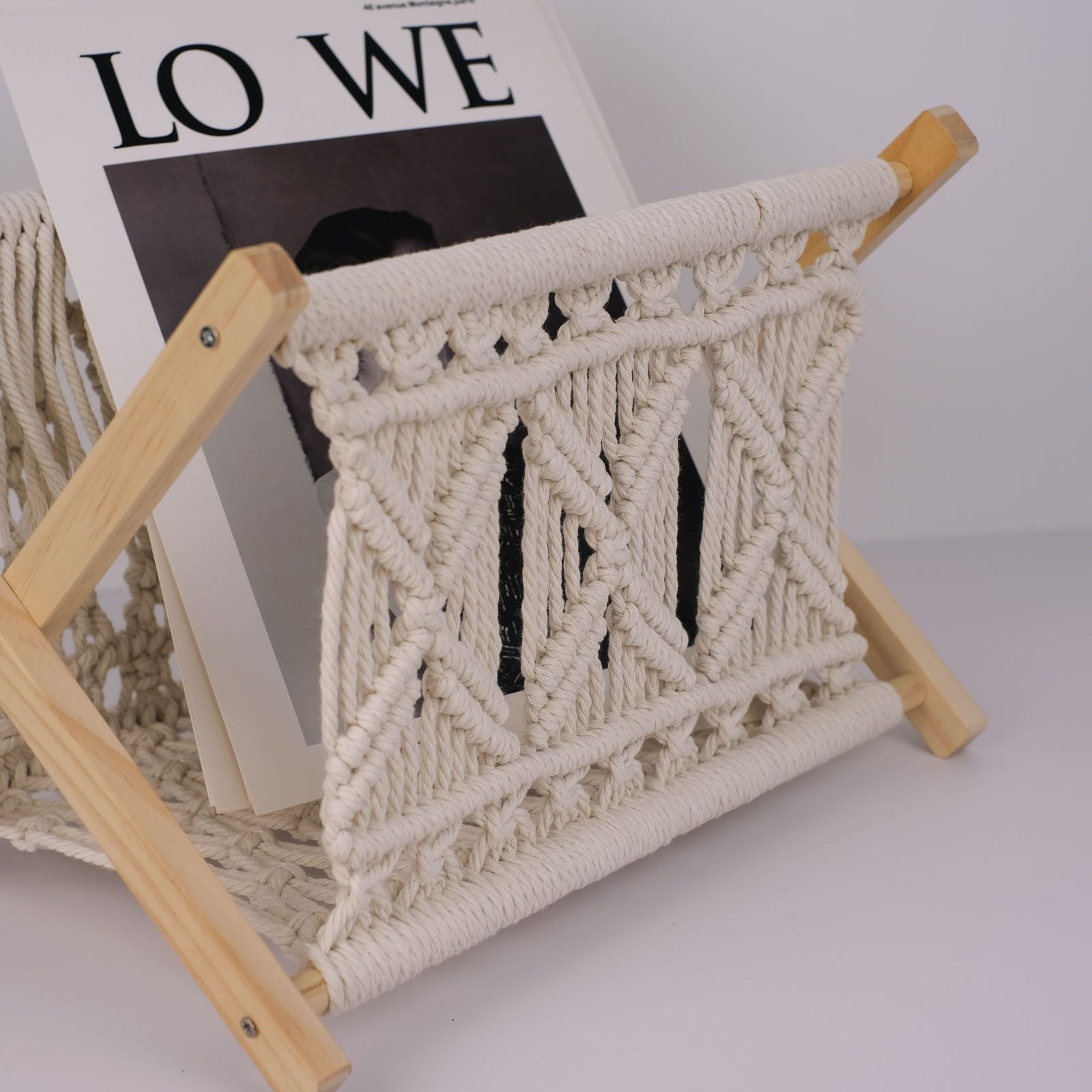 Xemussa 1pc Newspaper Baskets, Magazine Rack, Cotton Rope Woven Magazine Holder, Standing Boho Basket, Book Basket for Newspapers, Magazines, Books, Living Room, Bathroom, Office