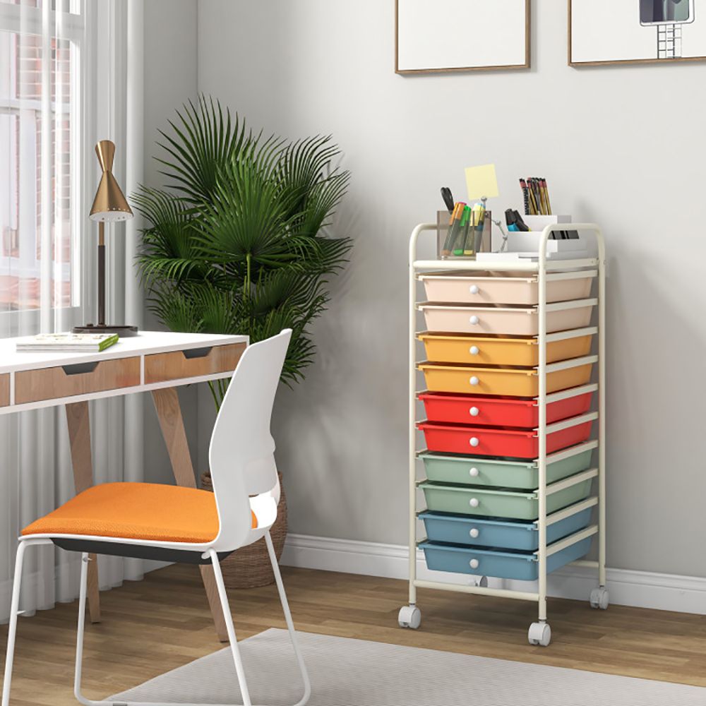 Rolling Storage Cart Organizer with 10 Compartments and 4 Universal Casters