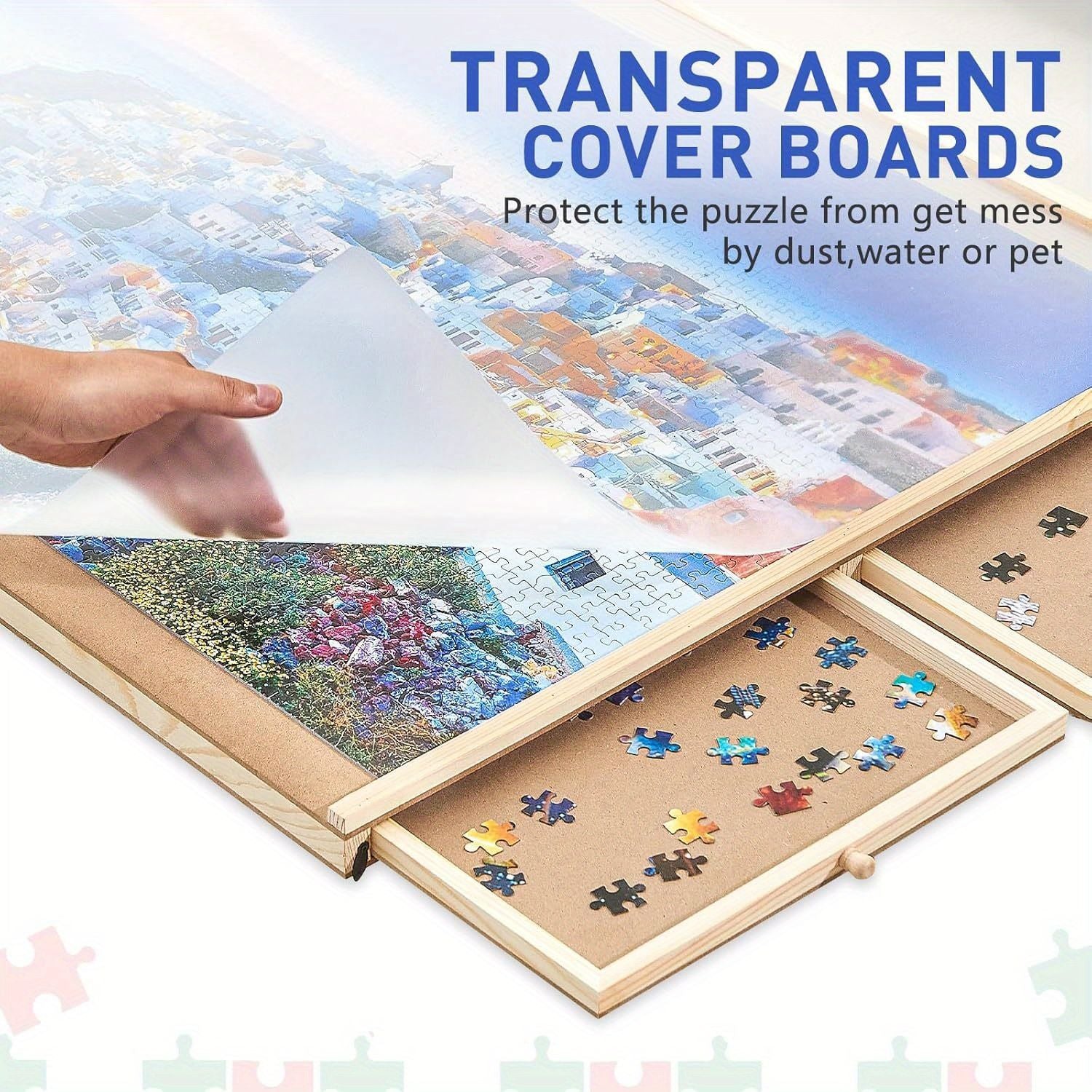 Portable puzzle board - can hold 1500 DIY rotating puzzle boards with drawers and lids - sturdy puzzle table with 6 drawers - with lazy Susan, rotating puzzle accessories, (workbench+6 drawers)