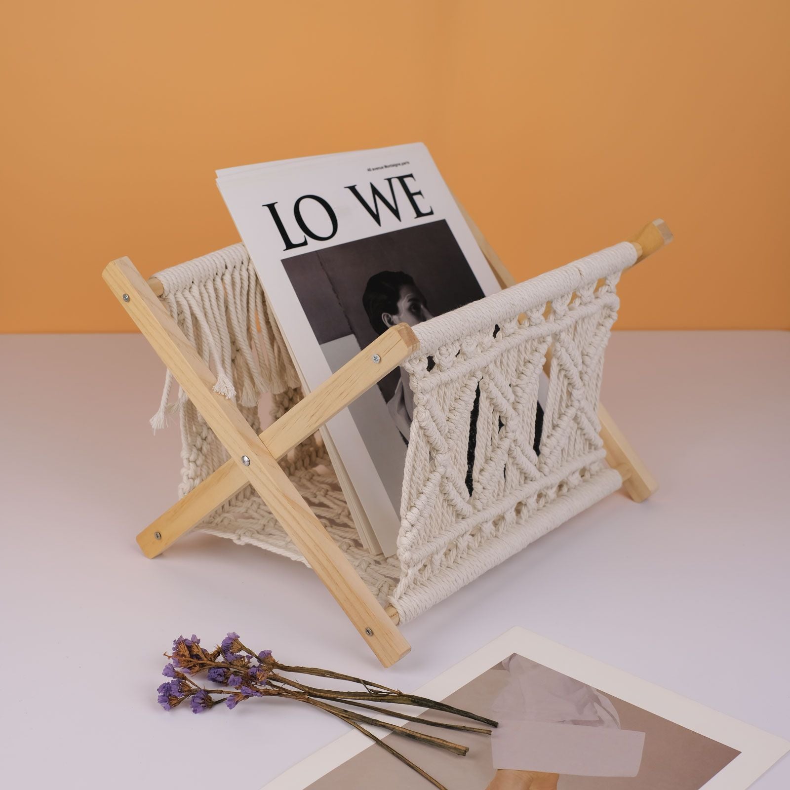 Xemussa 1pc Newspaper Baskets, Magazine Rack, Cotton Rope Woven Magazine Holder, Standing Boho Basket, Book Basket for Newspapers, Magazines, Books, Living Room, Bathroom, Office