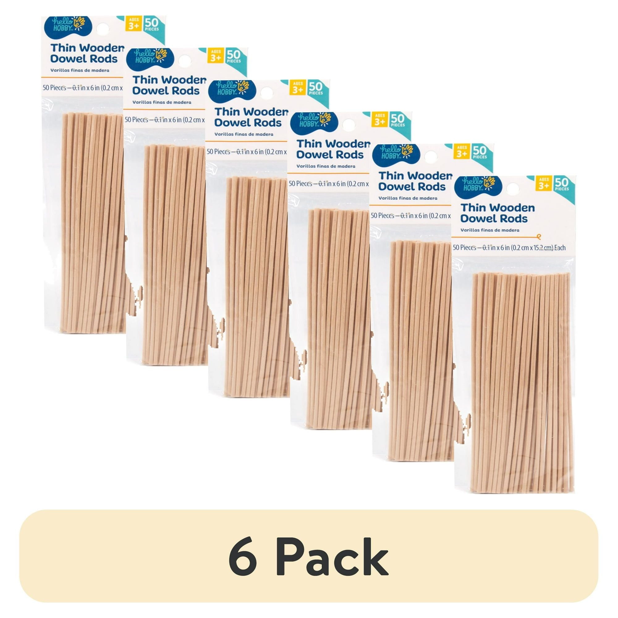 (6 pack) Hello Hobby Wood Dowels, 50-Pack