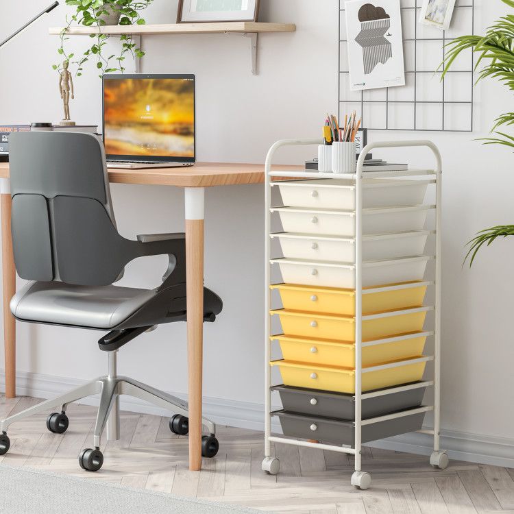 Rolling Storage Cart Organizer with 10 Compartments and 4 Universal Casters