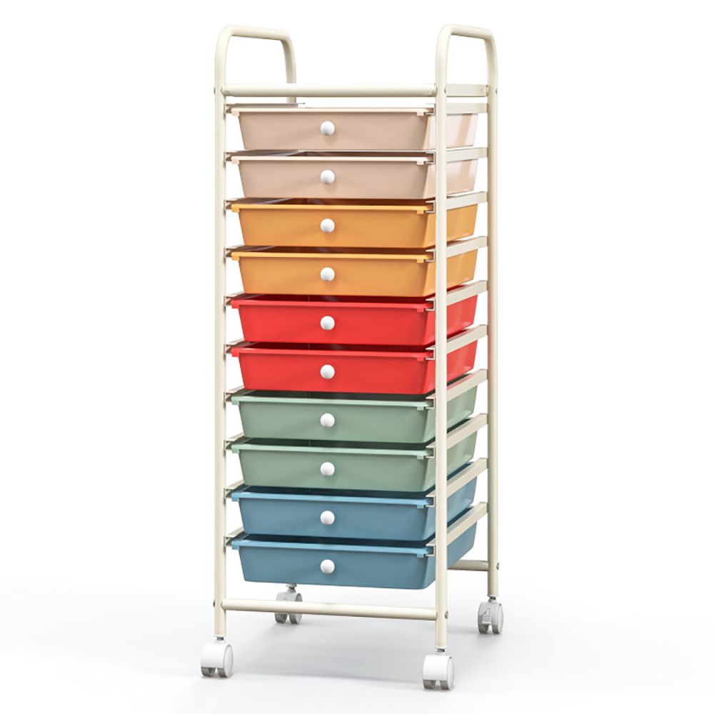 Rolling Storage Cart Organizer with 10 Compartments and 4 Universal Casters