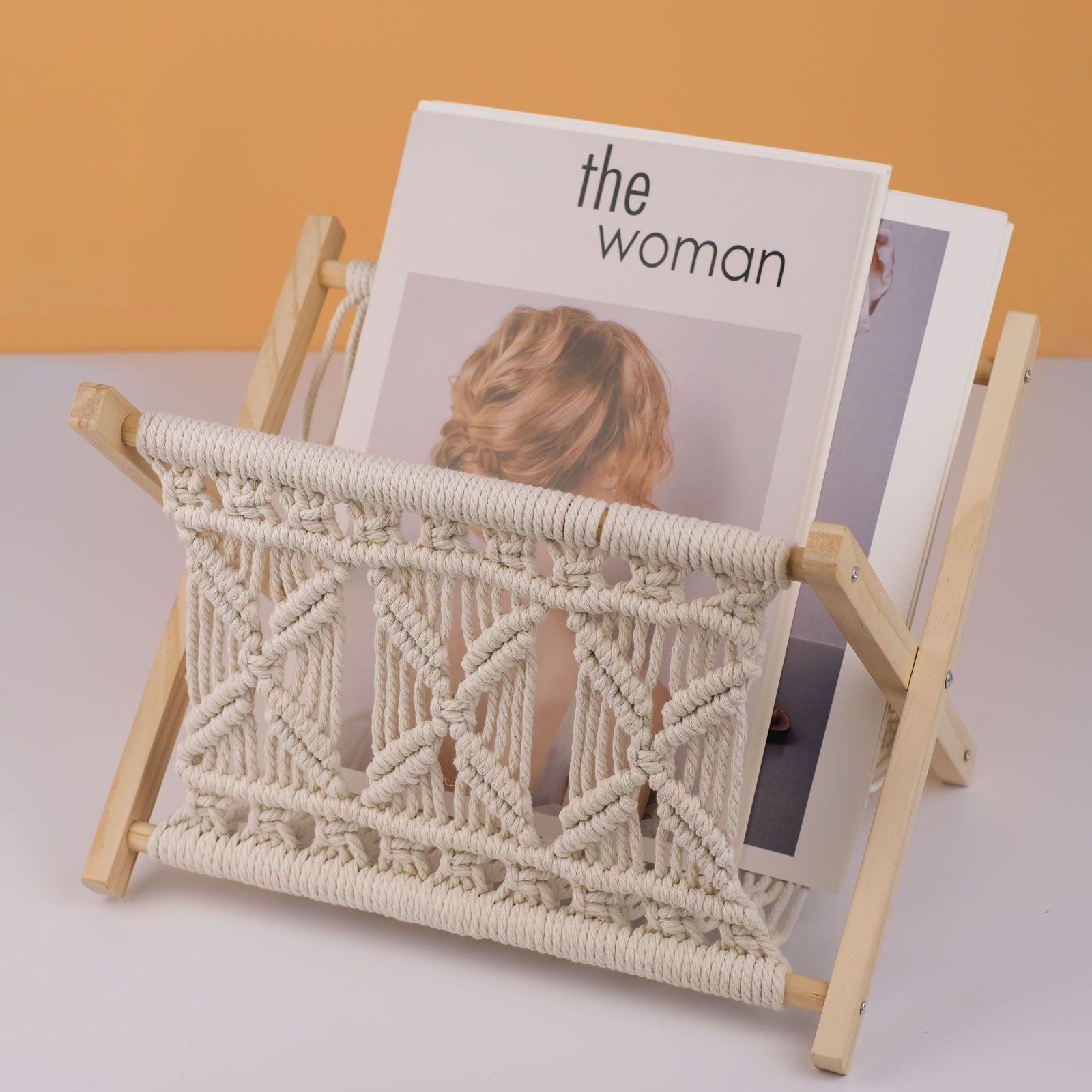 Xemussa 1pc Newspaper Baskets, Magazine Rack, Cotton Rope Woven Magazine Holder, Standing Boho Basket, Book Basket for Newspapers, Magazines, Books, Living Room, Bathroom, Office