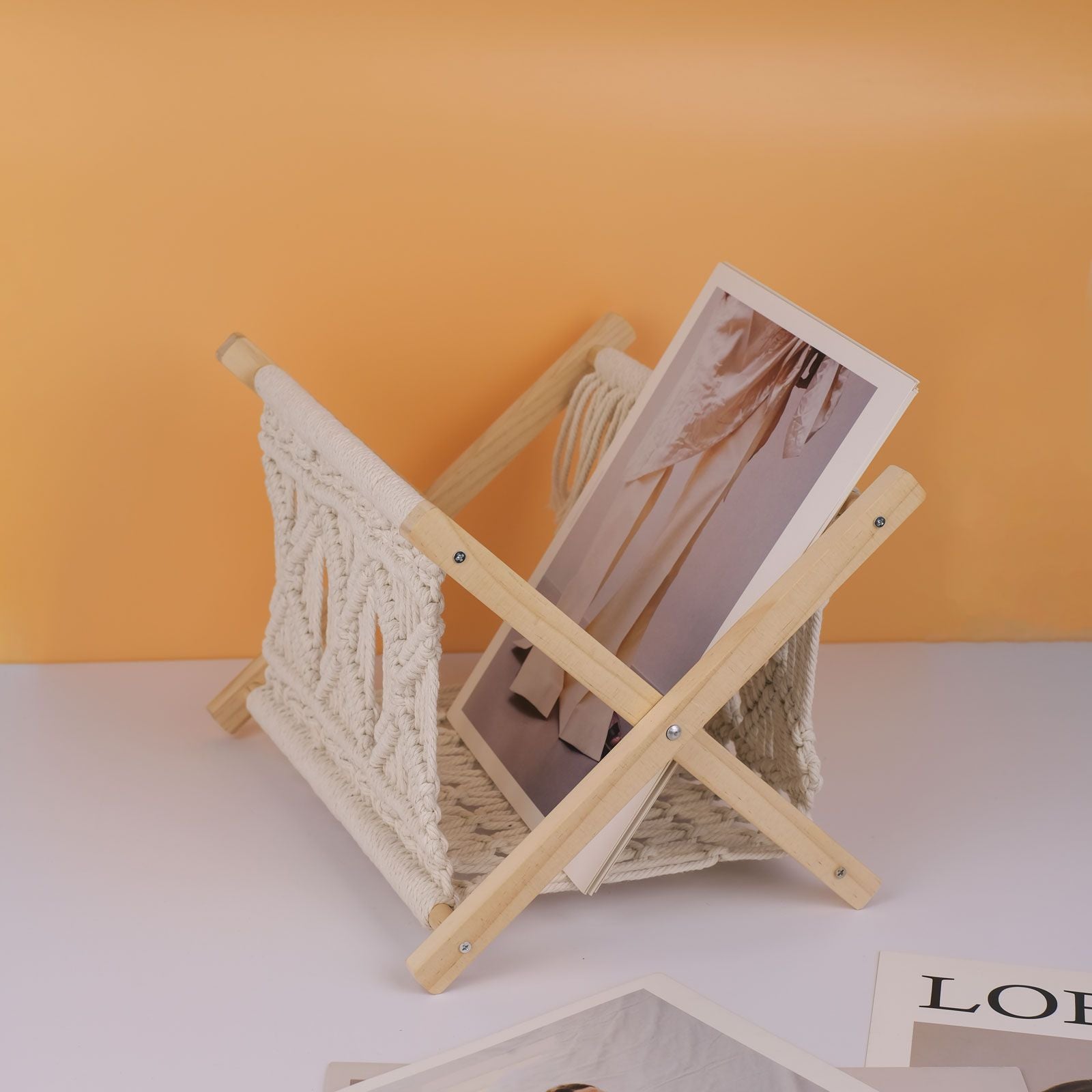 Xemussa 1pc Newspaper Baskets, Magazine Rack, Cotton Rope Woven Magazine Holder, Standing Boho Basket, Book Basket for Newspapers, Magazines, Books, Living Room, Bathroom, Office