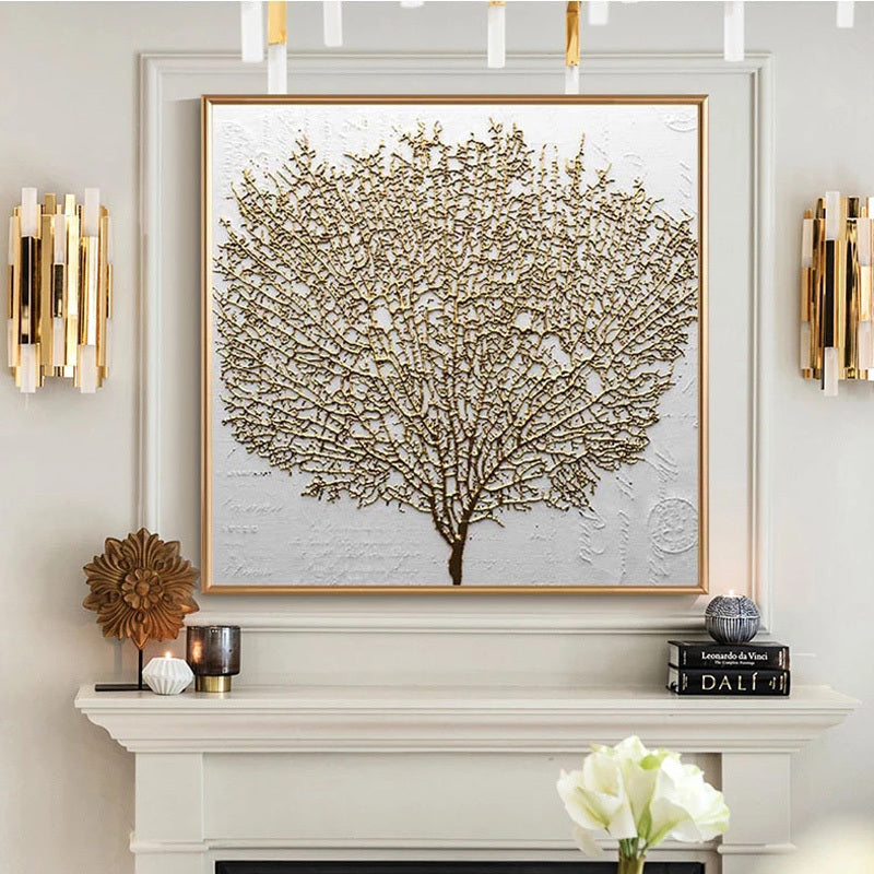 Golden Big Tree Abstract Art Modern Minimalist Style Poster