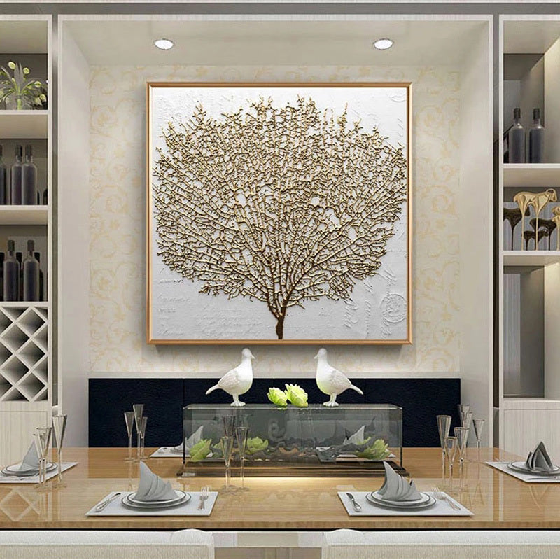Golden Big Tree Abstract Art Modern Minimalist Style Poster