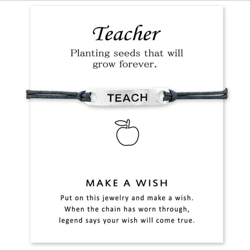Teach Bracelet Wish Card Handchain As Best Gift For Teachers Alloy Wish Bracelets Jewelry Blessing Bracelet Lucky Rope