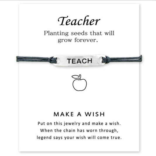 Teach Bracelet Wish Card Handchain As Best Gift For Teachers Alloy Wish Bracelets Jewelry Blessing Bracelet Lucky Rope