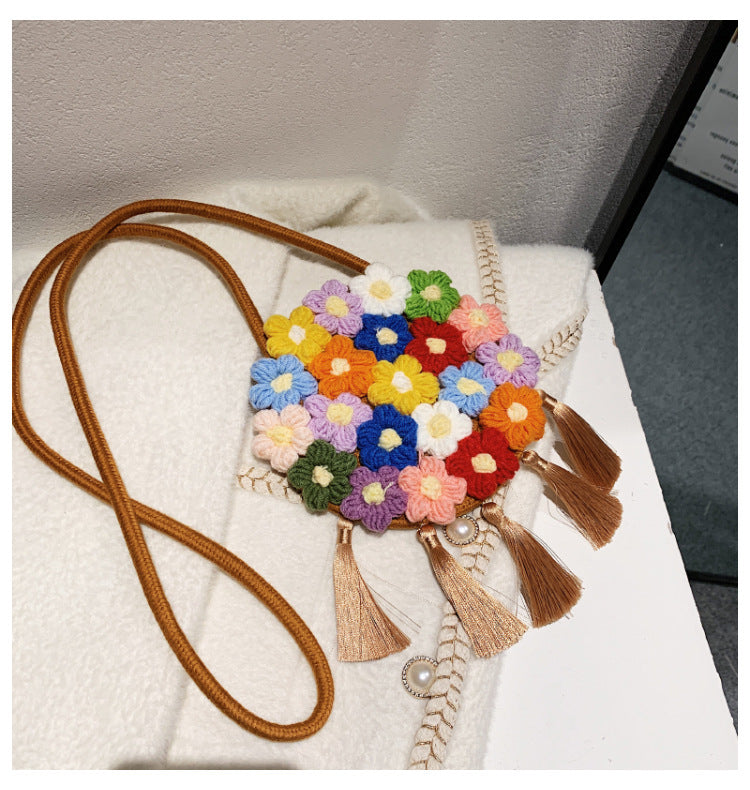 Floral Small Round Bag, Stylish And Versatile, Can Be Worn On One Shoulder Or Cross-body