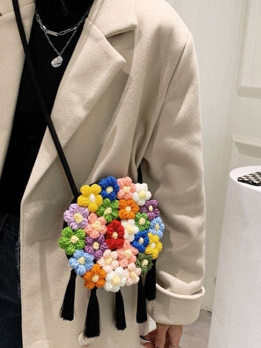 Floral Small Round Bag, Stylish And Versatile, Can Be Worn On One Shoulder Or Cross-body